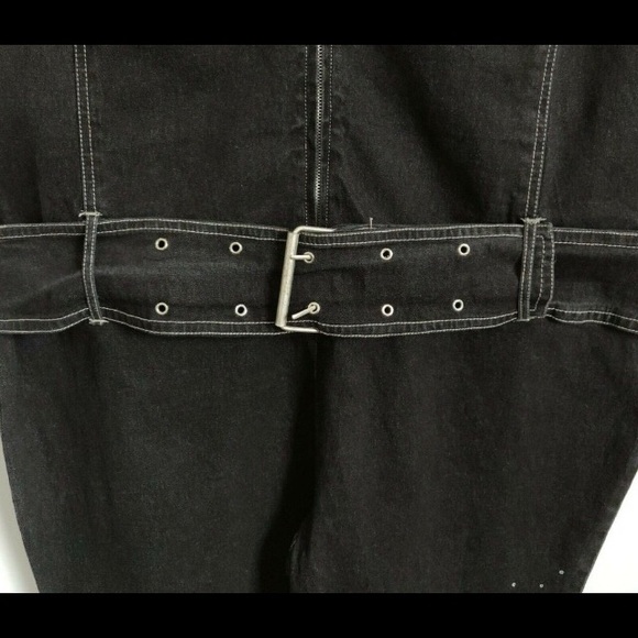 🔆SOLD🔆 REVOLT Denim Jumpsuit 1X Black Stretch - Picture 5 of 7